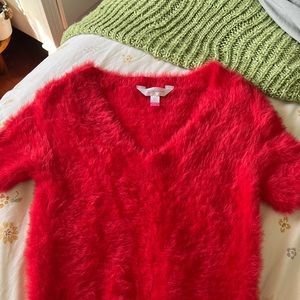 red fuzzy y2k top